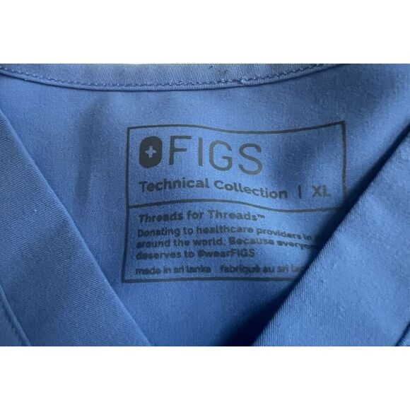 Figs Scrub Technical Collection Top Men’s X-Large Short Sleeve Blue w Pocket - Picture 5 of 7